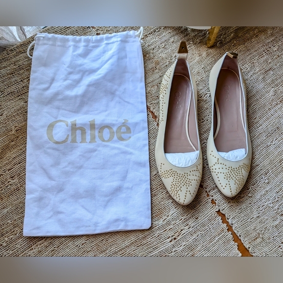 Authentic Chloe Susanna Studded Ballet Flats - Picture 1 of 10